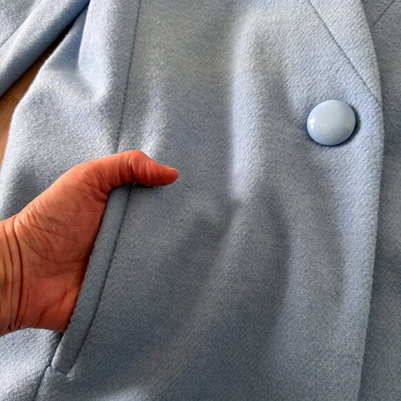 Women's Lightweight Pea Coat Car Coat sz M - Baby Blue - Picture 5 of 11